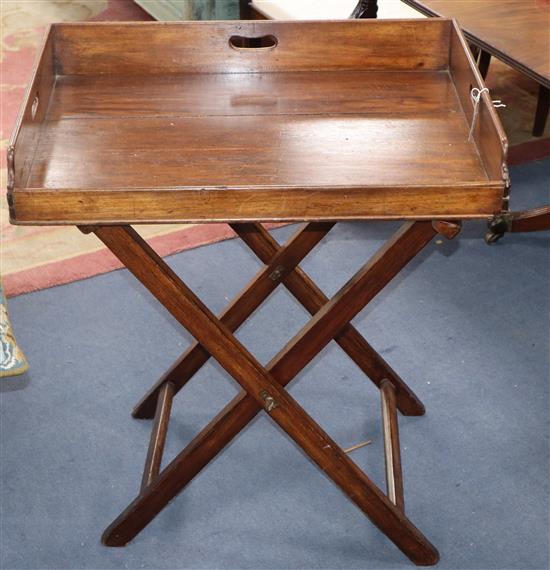 A 19th century mahogany butlers tray and stand W.74cm